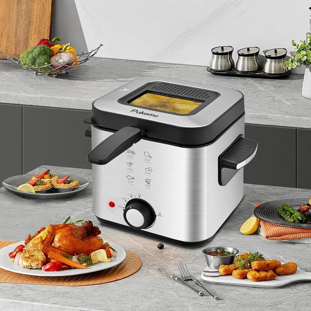 Deep Fryer 1.5L Cool Touch with Basket Nonstick Removable Lid